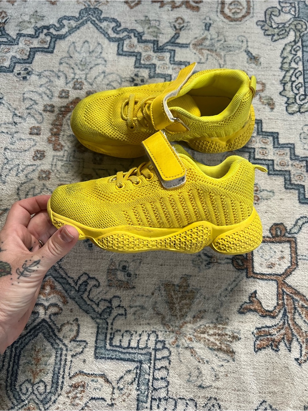 Bright Yellow Kids Athletic Sneakers